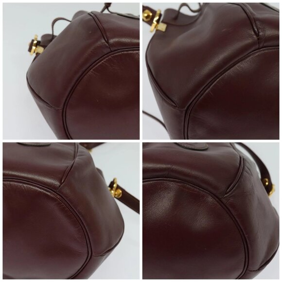 CARTIER Must Line Shoulder Bag Leather Bordeaux Gold Auth 133861 - Picture 16 of 16